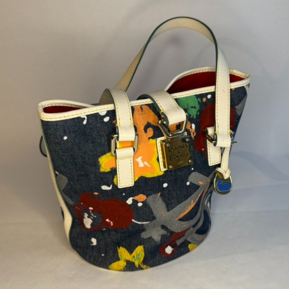 Dooney & Bourke Blue Canvas Graffiti Shoulder Bag